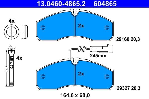 set placute frana,frana disc ATE 13.0460-4865.2