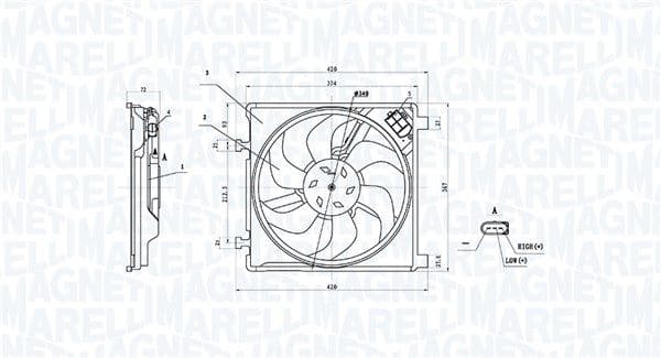 Ventilator, radiator MAGNETI MARELLI 069422896010
