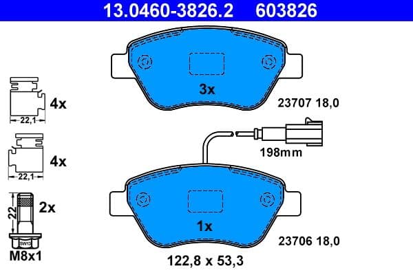 set placute frana,frana disc ATE 13.0460-3826.2