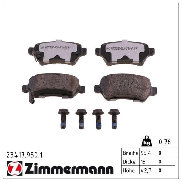 set placute frana,frana disc ZIMMERMANN rd:z 23417.950.1