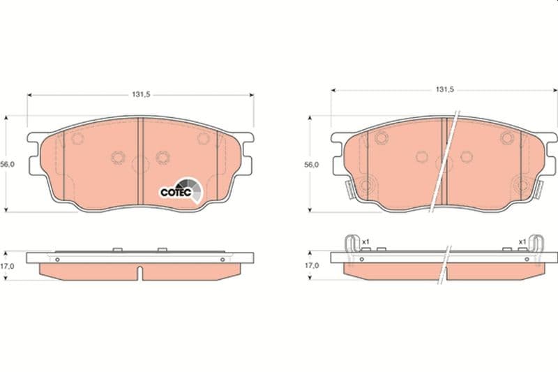 set placute frana,frana disc TRW COTEC GDB3309