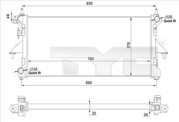 Radiator, racire motor TYC 709-0028-R