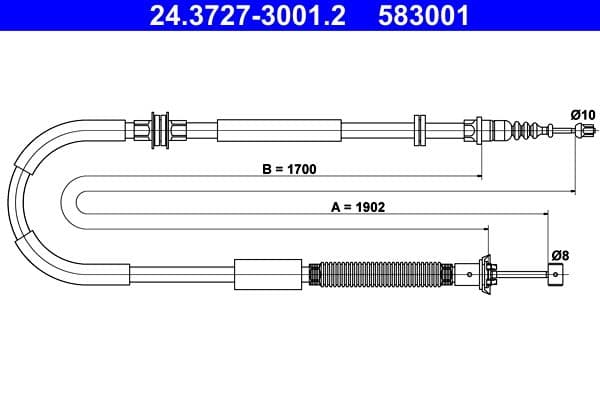 Cablu, frana de parcare ATE 24.3727-3001.2