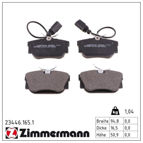 set placute frana,frana disc ZIMMERMANN 23446.165.1
