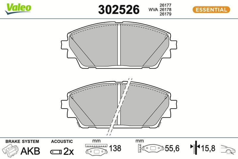 set placute frana,frana disc VALEO ESSENTIAL 302526