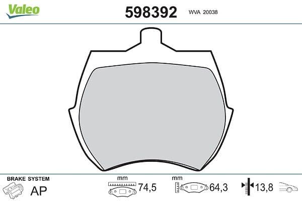 set placute frana,frana disc VALEO 598392