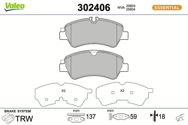 set placute frana,frana disc VALEO ESSENTIAL 302406