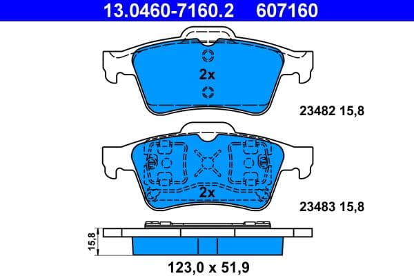 set placute frana,frana disc ATE 13.0460-7160.2
