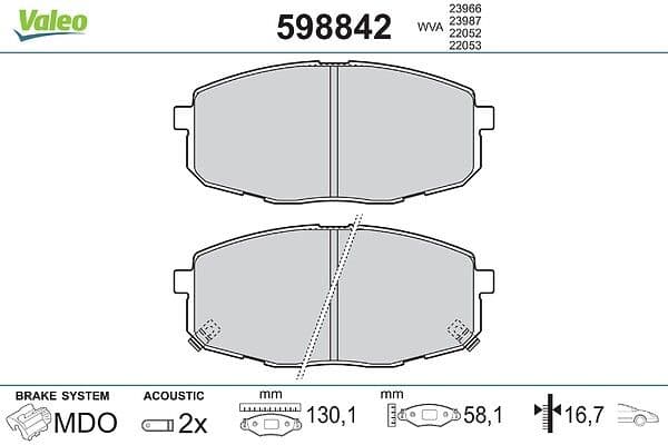 set placute frana,frana disc VALEO 598842