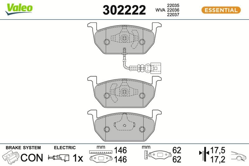 set placute frana,frana disc VALEO ESSENTIAL 302222