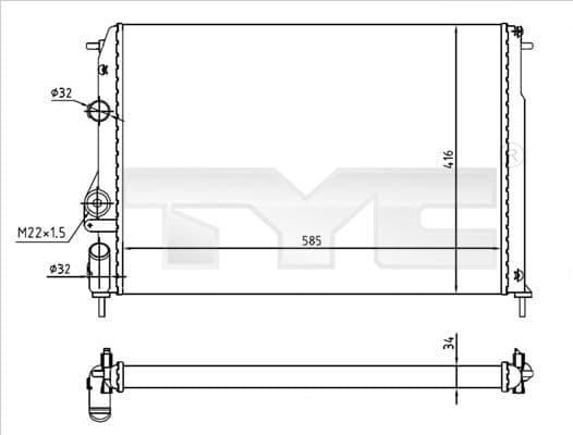 Radiator, racire motor TYC 728-0055-R