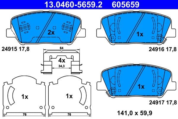 set placute frana,frana disc ATE 13.0460-5659.2