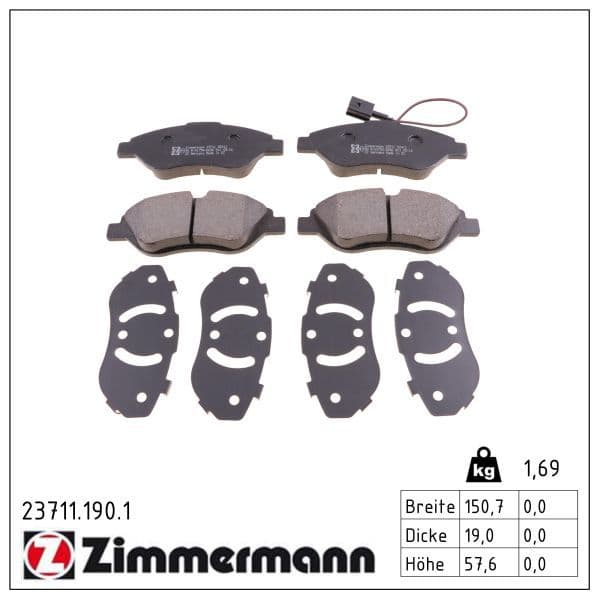 set placute frana,frana disc ZIMMERMANN 23711.190.1