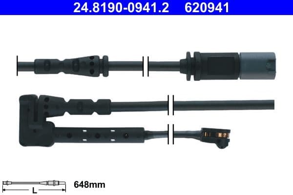 senzor de avertizare,uzura placute de frana ATE 24.8190-0941.2