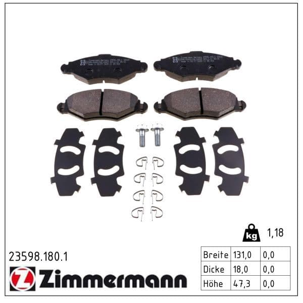 set placute frana,frana disc ZIMMERMANN 23598.180.1