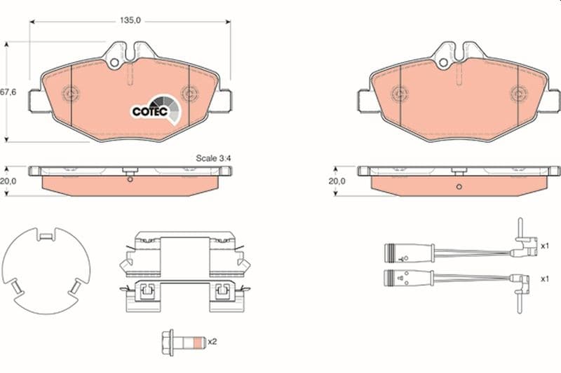 set placute frana,frana disc TRW COTEC GDB1542