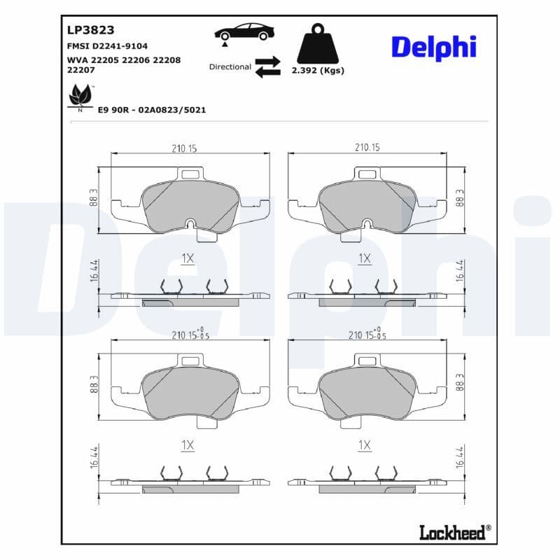 set placute frana,frana disc DELPHI LP3823