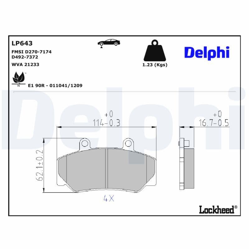 set placute frana,frana disc DELPHI LP643