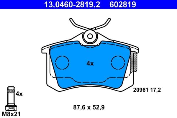 set placute frana,frana disc ATE 13.0460-2819.2