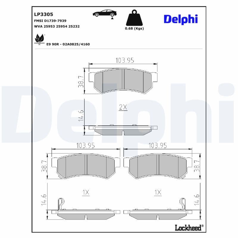 set placute frana,frana disc DELPHI LP3305