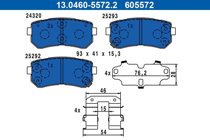 set placute frana,frana disc ATE 13.0460-5572.2