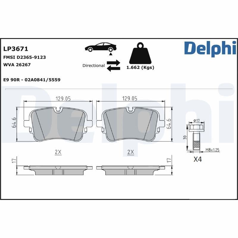 set placute frana,frana disc DELPHI LP3671