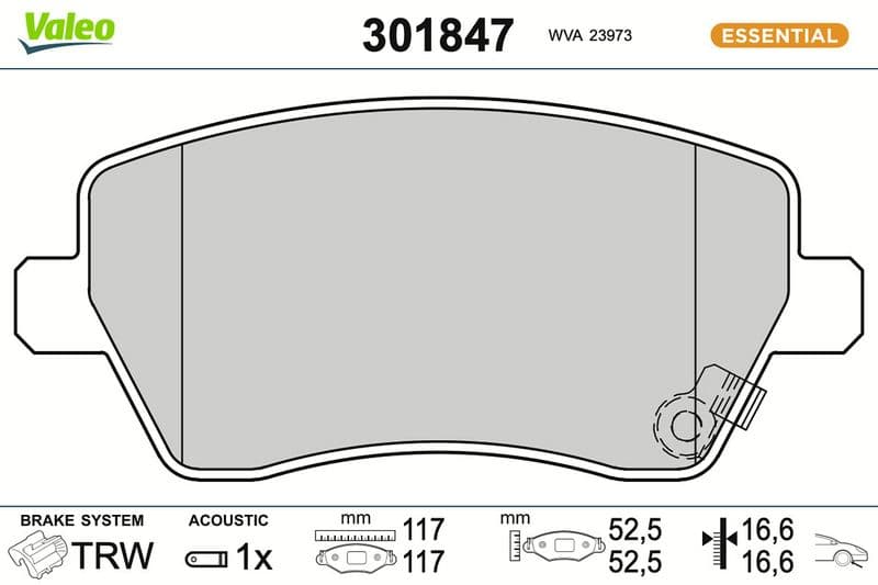 set placute frana,frana disc VALEO ESSENTIAL 301847