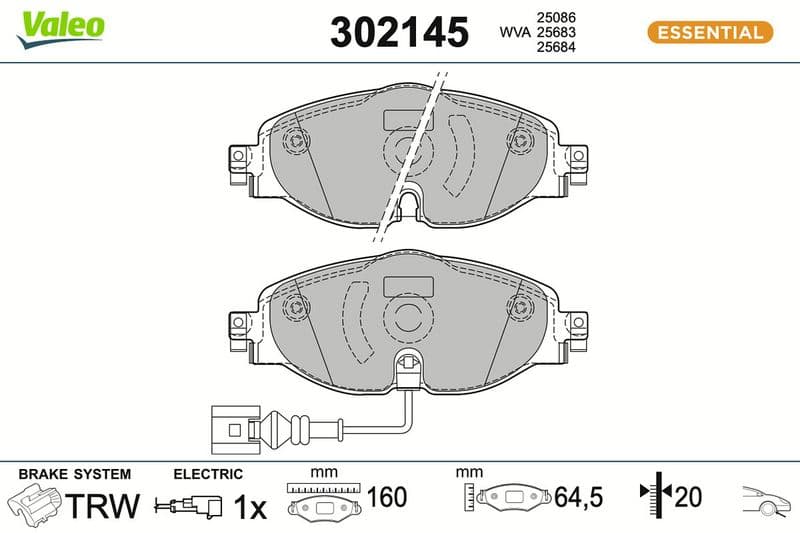 set placute frana,frana disc VALEO ESSENTIAL 302145