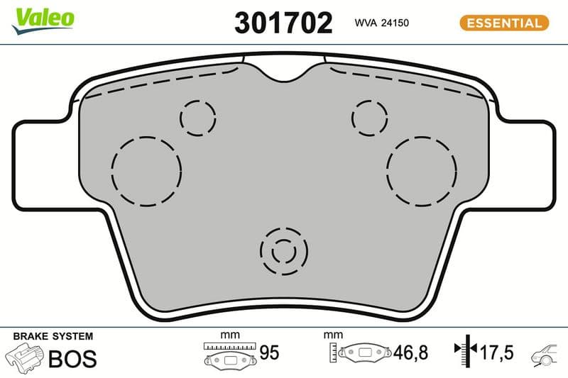 set placute frana,frana disc VALEO ESSENTIAL 301702