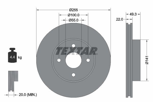 Disc frana TEXTAR 92226300
