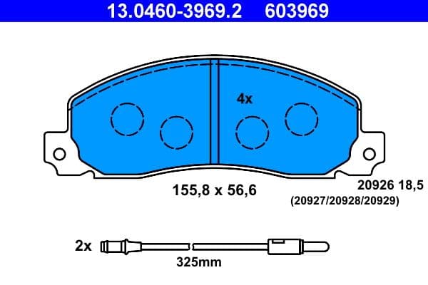 set placute frana,frana disc ATE 13.0460-3969.2