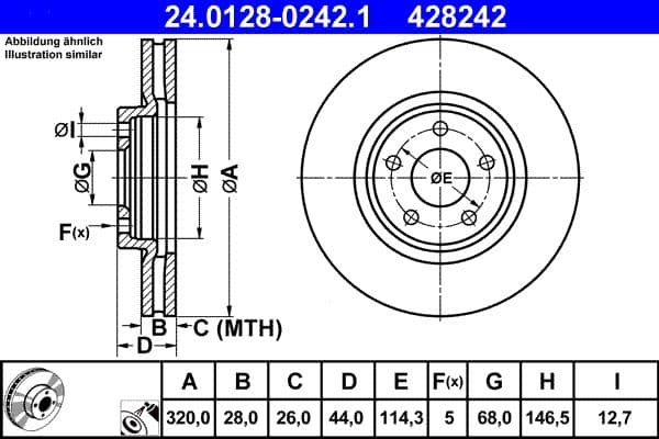 Disc frana ATE 24.0128-0242.1