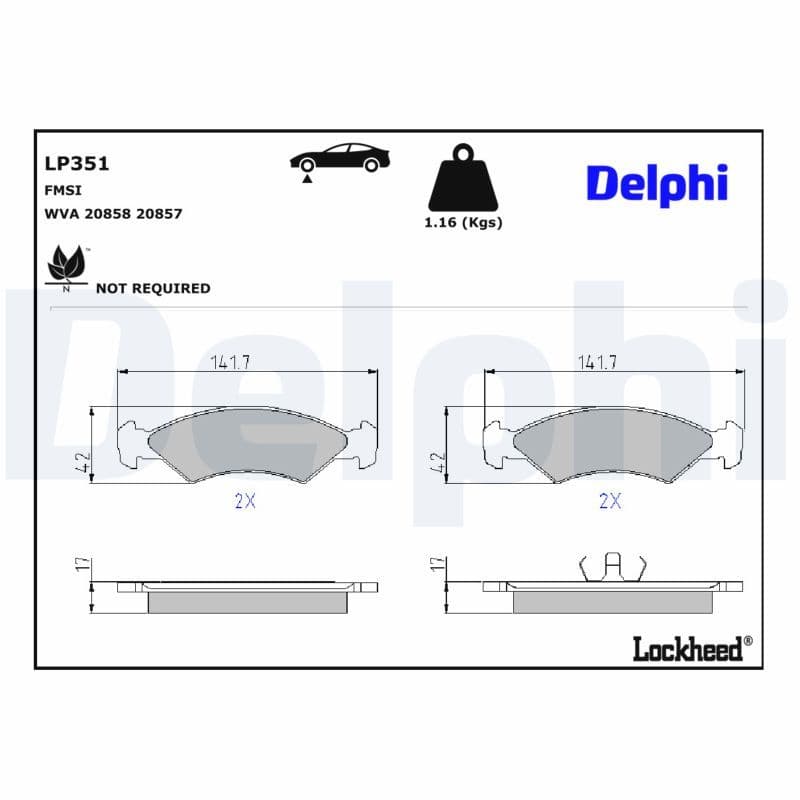 set placute frana,frana disc DELPHI LP351