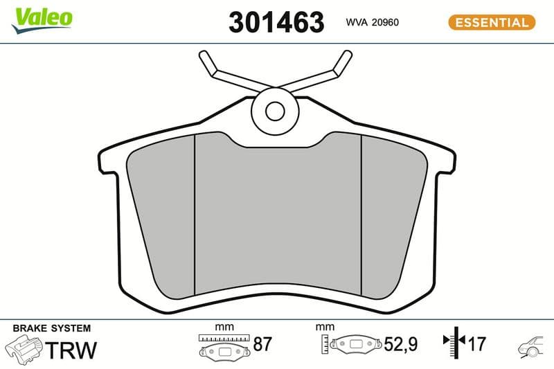 set placute frana,frana disc VALEO ESSENTIAL 301463