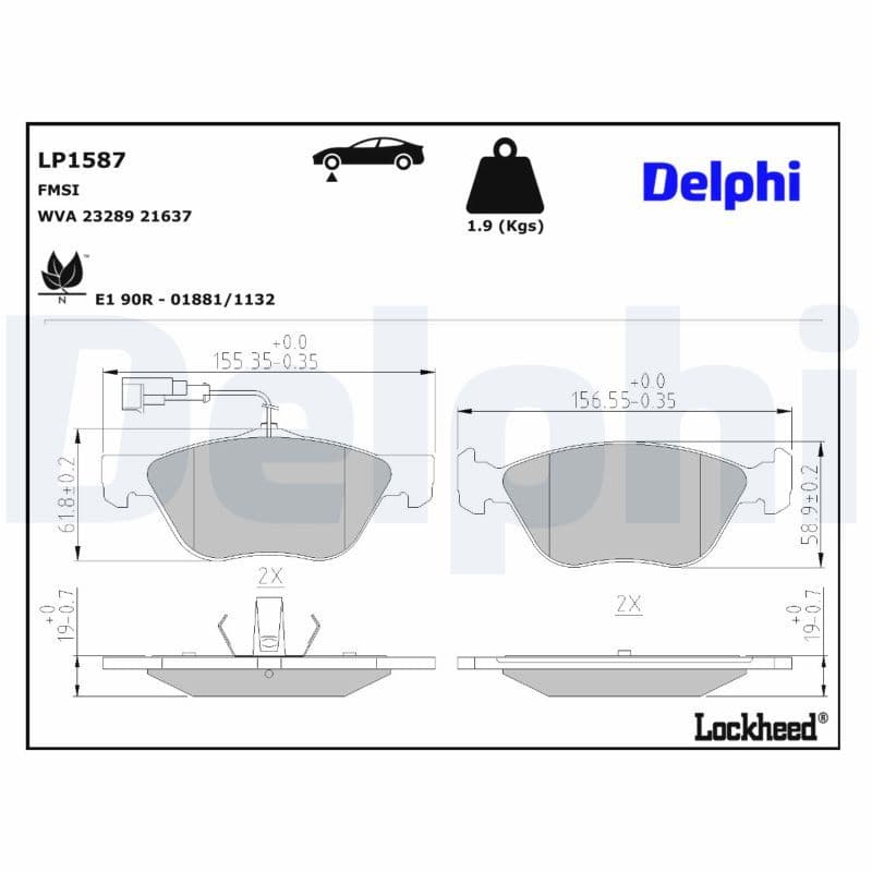 set placute frana,frana disc DELPHI LP1587