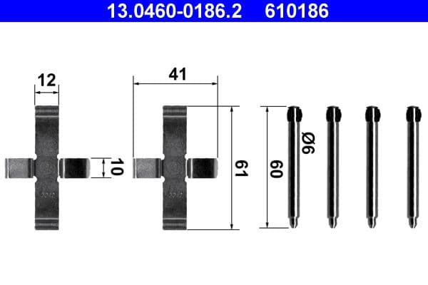 Set accesorii, placute frana ATE 13.0460-0186.2