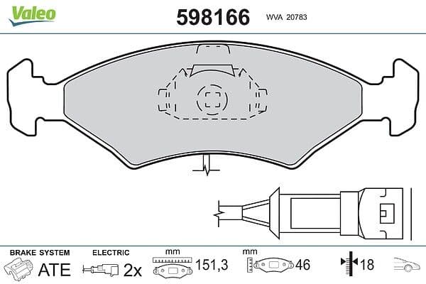 set placute frana,frana disc VALEO 598166