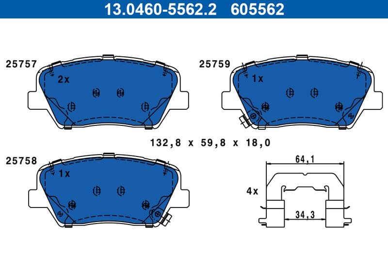 set placute frana,frana disc ATE 13.0460-5562.2