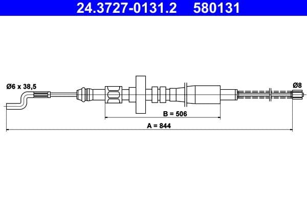 Cablu, frana de parcare ATE 24.3727-0131.2