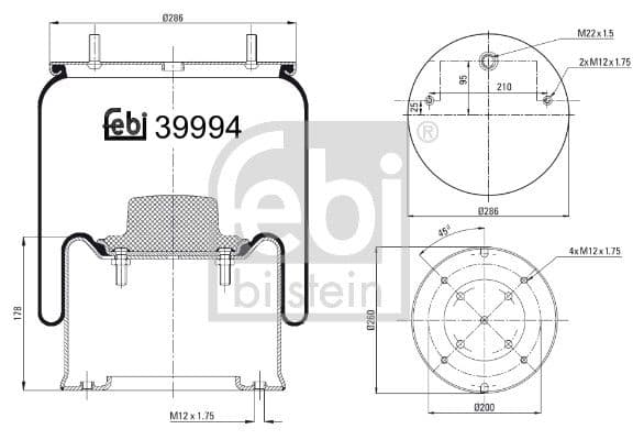 Burduf, suspensie pneumatica FEBI BILSTEIN 39994