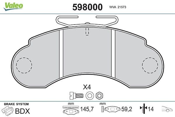 set placute frana,frana disc VALEO 598000