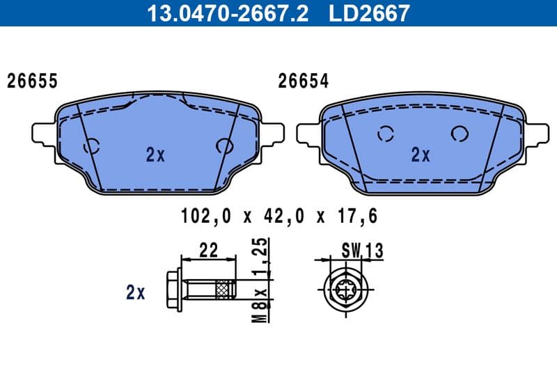 set placute frana,frana disc ATE Ceramic 13.0470-2667.2