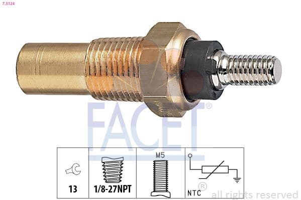 senzor,temperatura lichid de racire FACET Made in Italy - OE Equivalent 7.3124