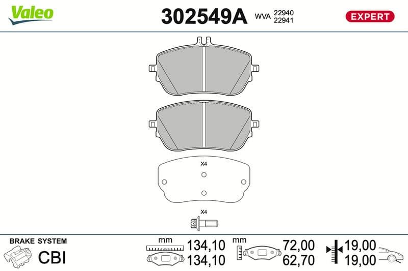 set placute frana,frana disc VALEO 302549A