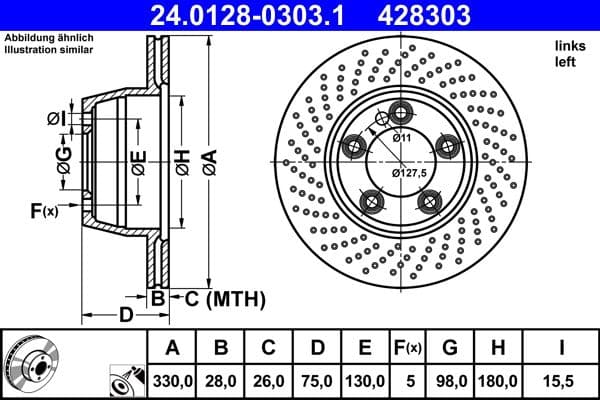 Disc frana ATE 24.0128-0303.1