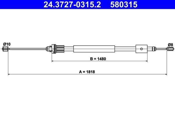 Cablu, frana de parcare ATE 24.3727-0315.2