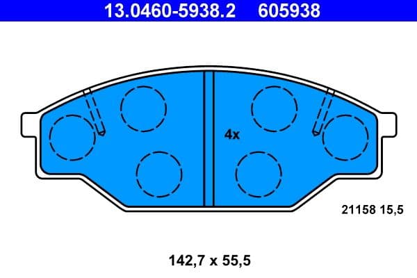 set placute frana,frana disc ATE 13.0460-5938.2