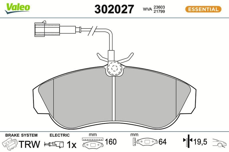 set placute frana,frana disc VALEO ESSENTIAL 302027