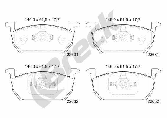 set placute frana,frana disc BRECK 22631 00 701 00