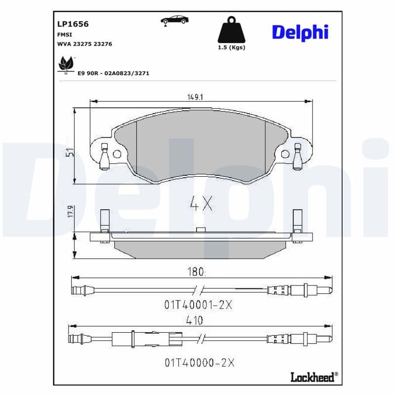 set placute frana,frana disc DELPHI LP1656